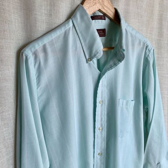 Cambridge Classics by Mervyn’s Mint Green Button-Up Shirt - Made in USA - Size L - Picture 2 of 16